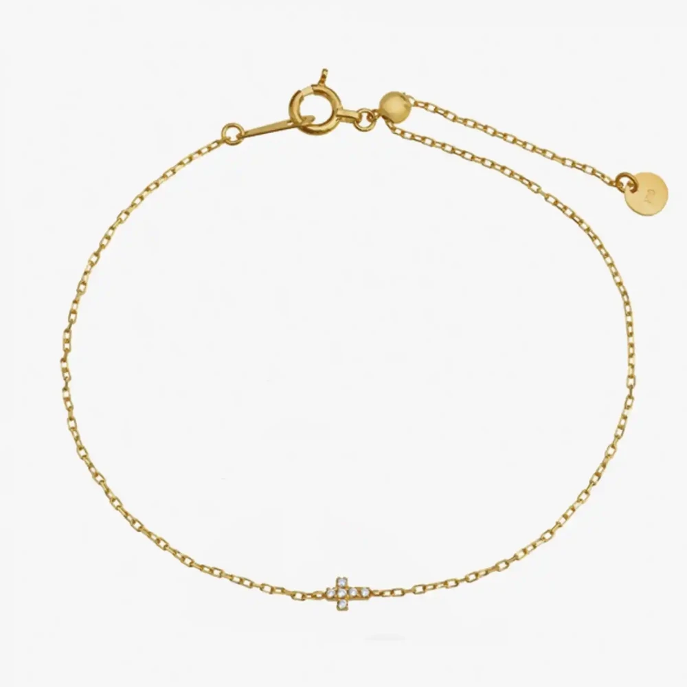 Photo de Bracelet Alice croix diamants - Or jaune 10 carats