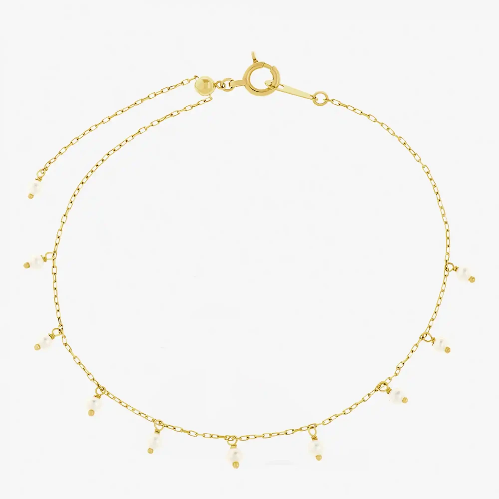 Photo de Bracelet Elise perles blanches - or jaune 10 carats