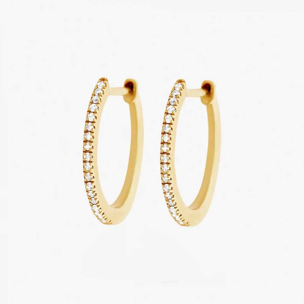 Photo de Boucles d'oreilles Ysée créoles diamants - or jaune 18 carats