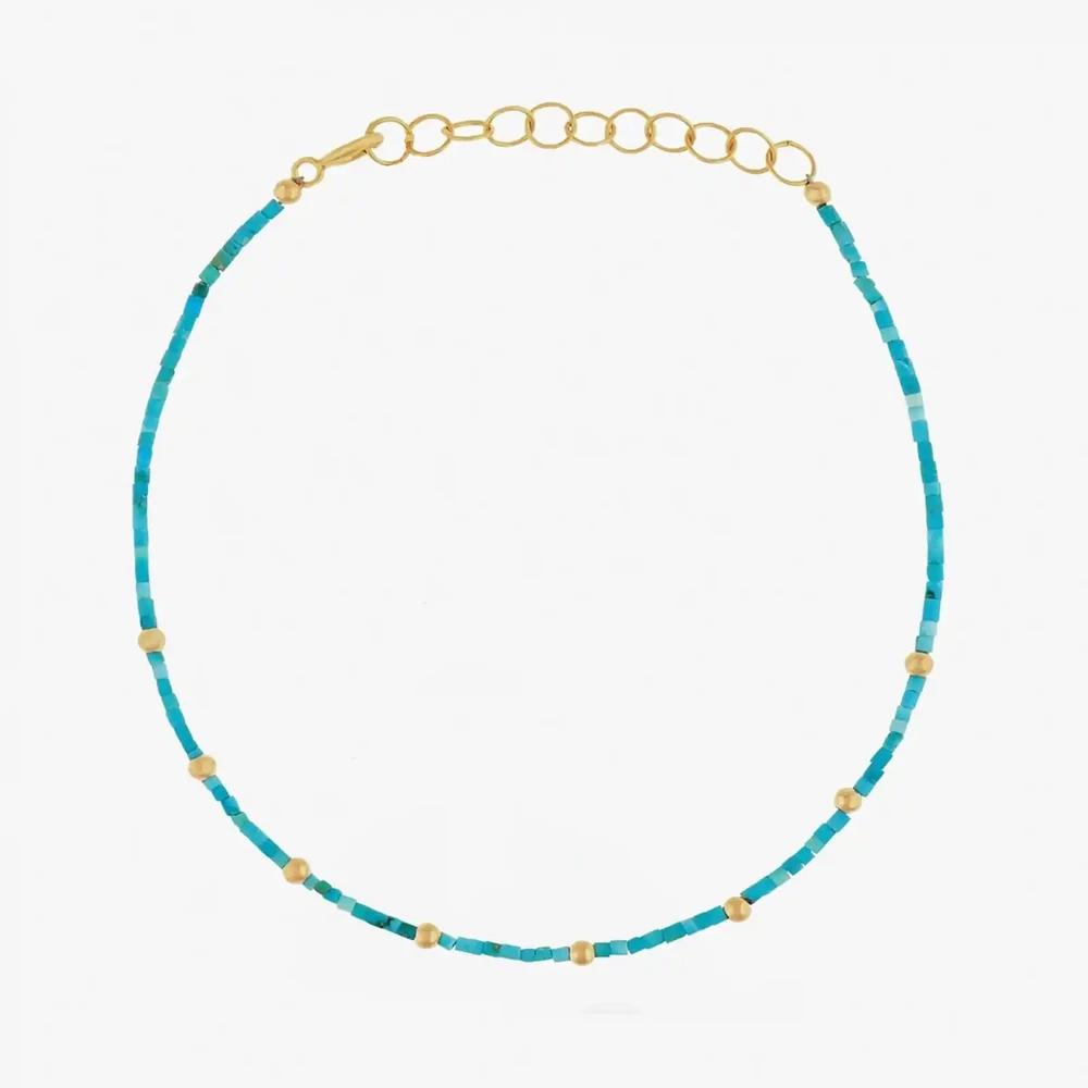 Photo de Bracelet Ysé Turquoises et perles - Or jaune 18 carats