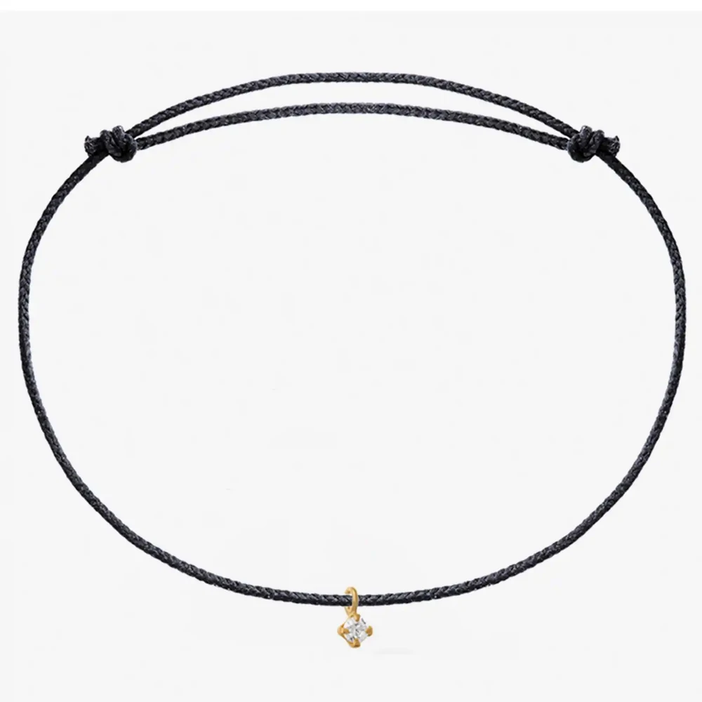 Photo de Bracelet cordon mini solitaire diamant - or jaune 18 carats