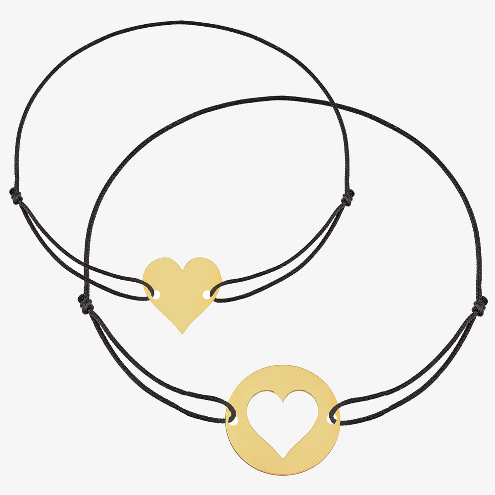 Photo de Bracelet toi et moi coeur - or jaune 18 carats