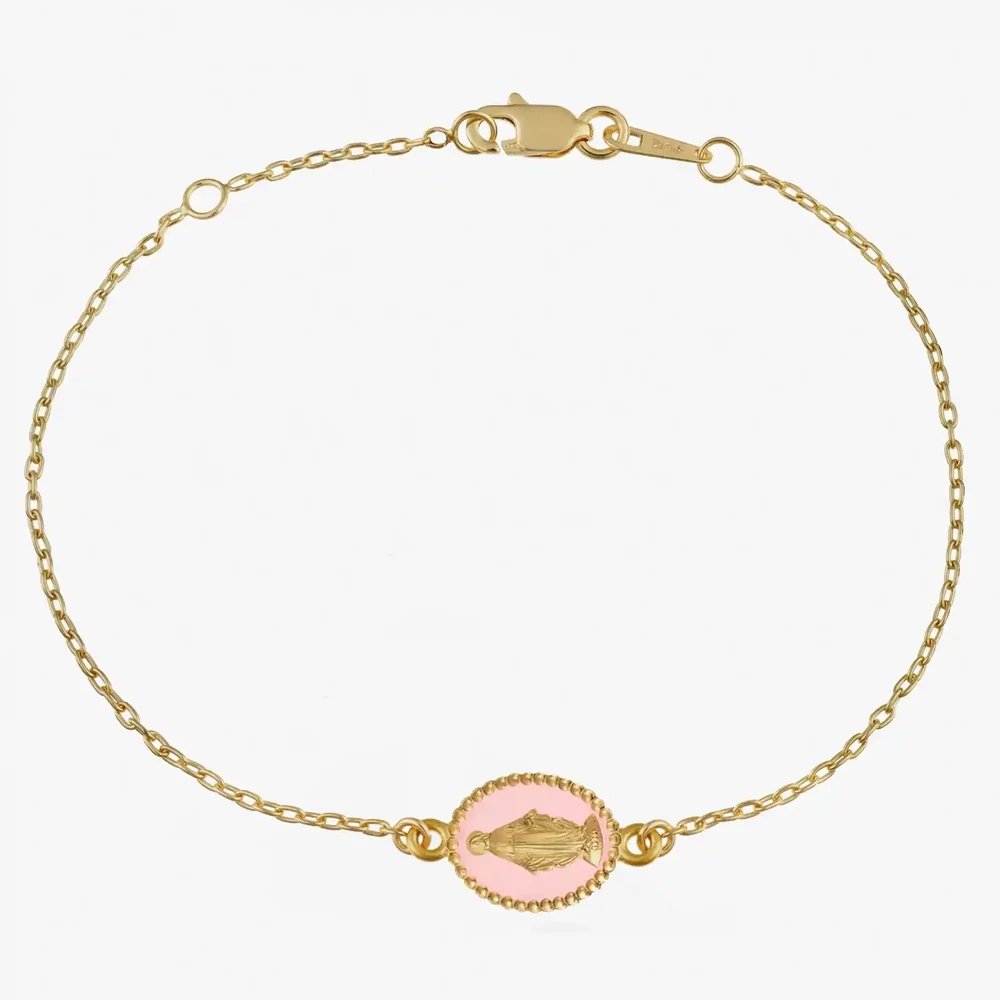 Photo de Bracelet maille médaille miraculeuse rose clair - or 18 carats