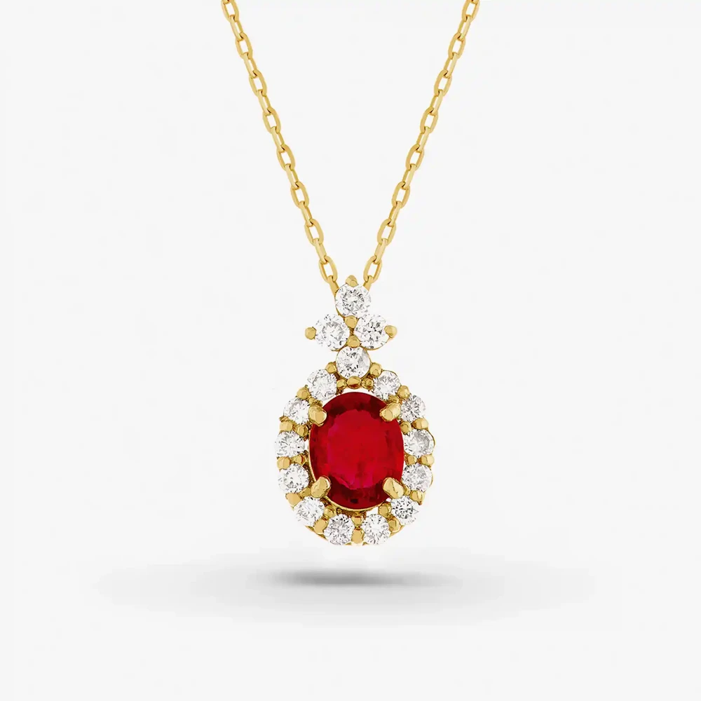 Photo de Collier eugenie - or jaune 18 carats & rubis