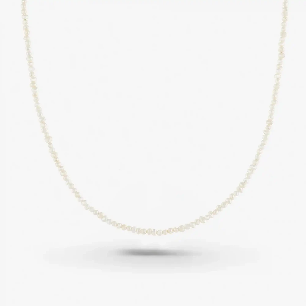 Photo de Collier Albane perles blanches - or jaune 10 carats