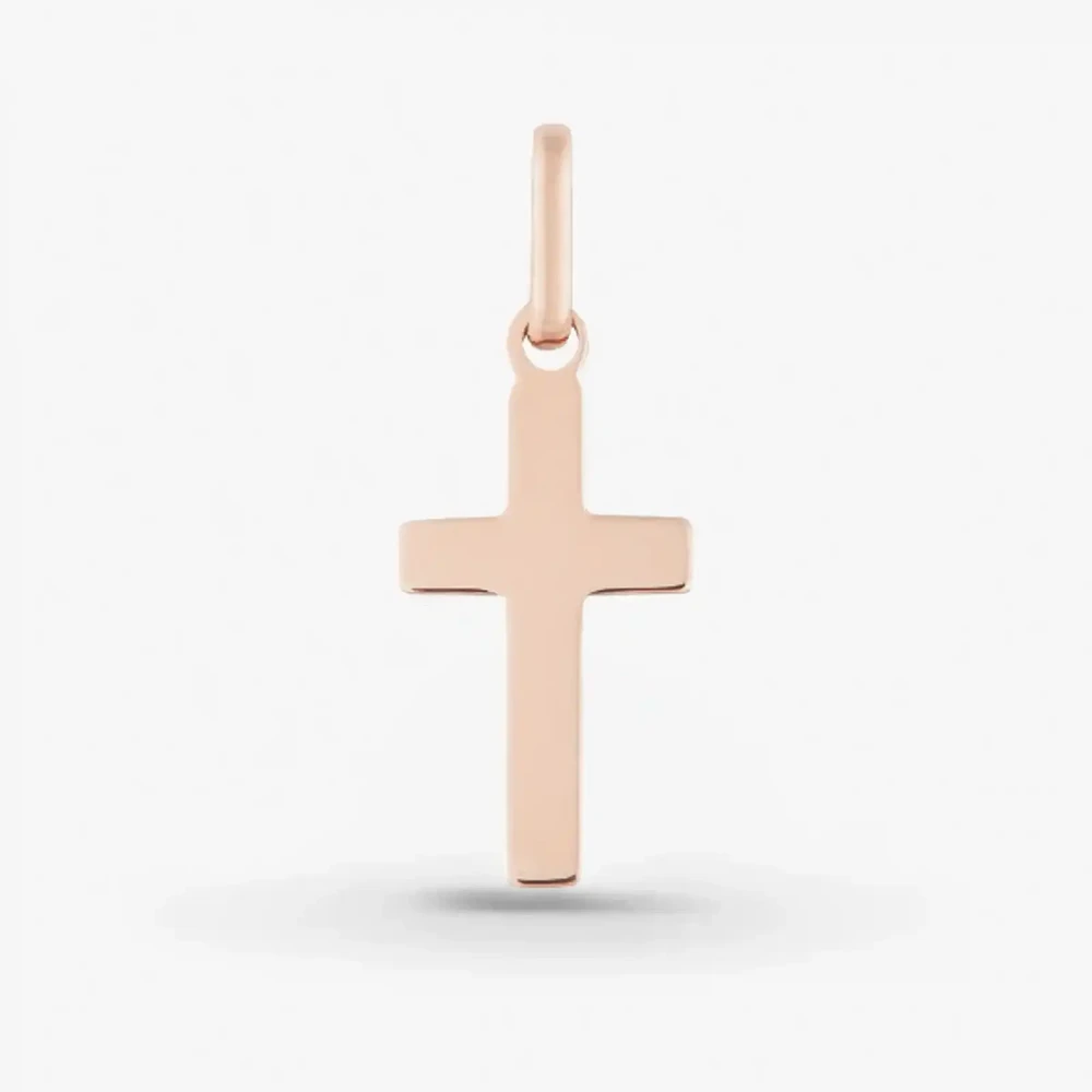 Photo de Pendentif petite croix - or rose 18 carats
