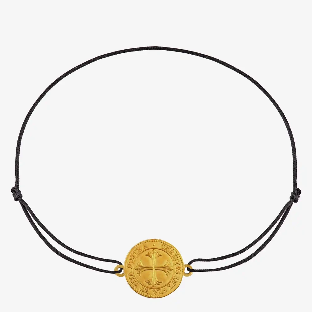 Photo de Bracelet Cordon Croix Venitienne - Or jaune 18 carats