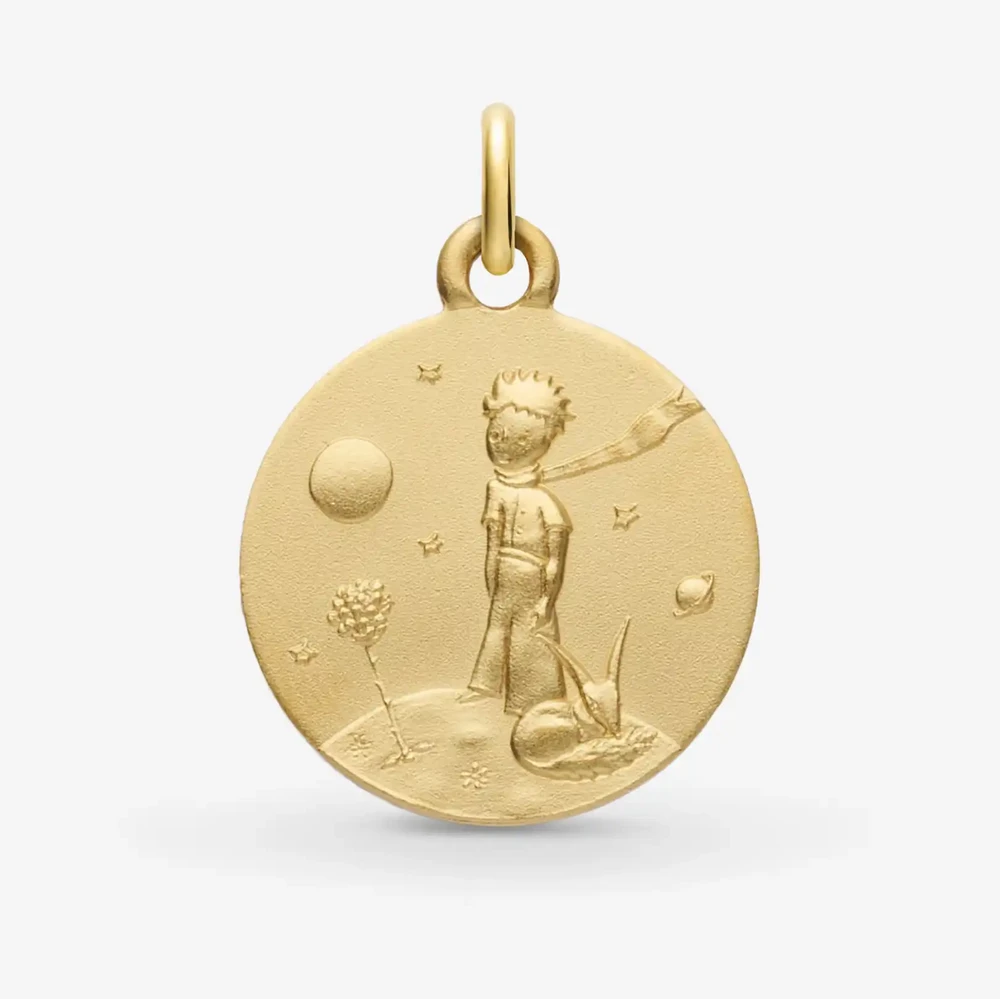 Photo de Médaille Petit Prince au renard & sa fleur - Or jaune 9 carats