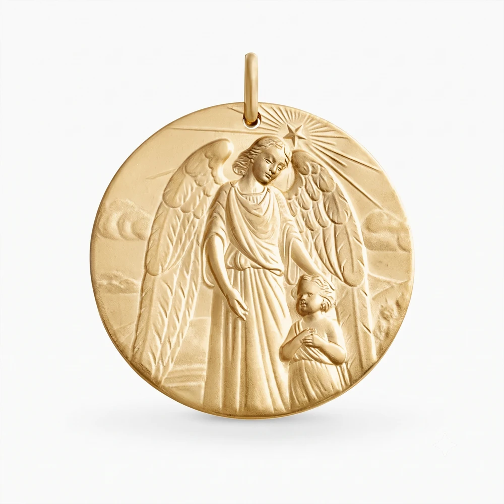 Photo de Médaille de Berceau ange gardien - vermeil