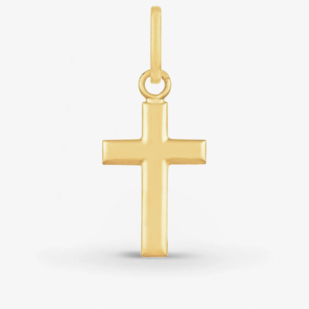 Photo de Pendentif Croix Plate - or jaune 18 carats