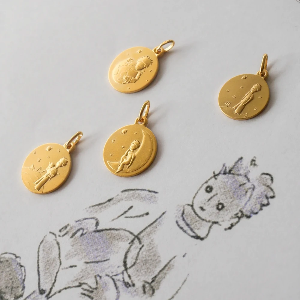 Photo de Médaille Petit Prince sur sa planète - Or jaune 9 carats