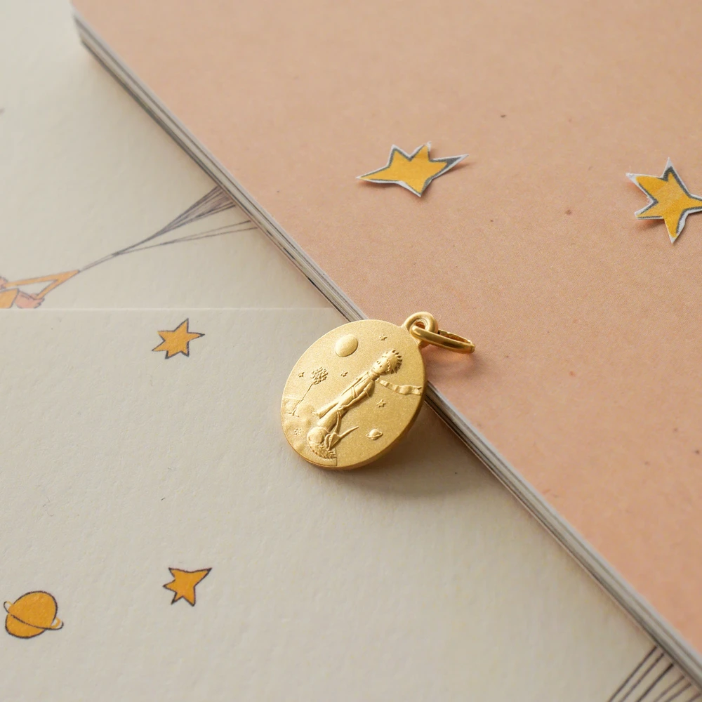Photo de Médaille Petit Prince au renard & sa fleur - Or jaune 9 carats