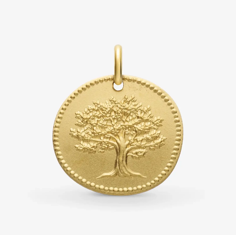 Photo de Mini médaille Galet Arbre de Vie - Or jaune 18 carats