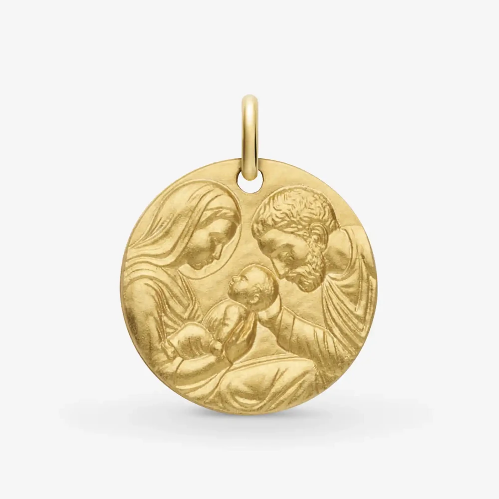 Photo de Mini médaille sainte famille de nazareth - or jaune 18 carats