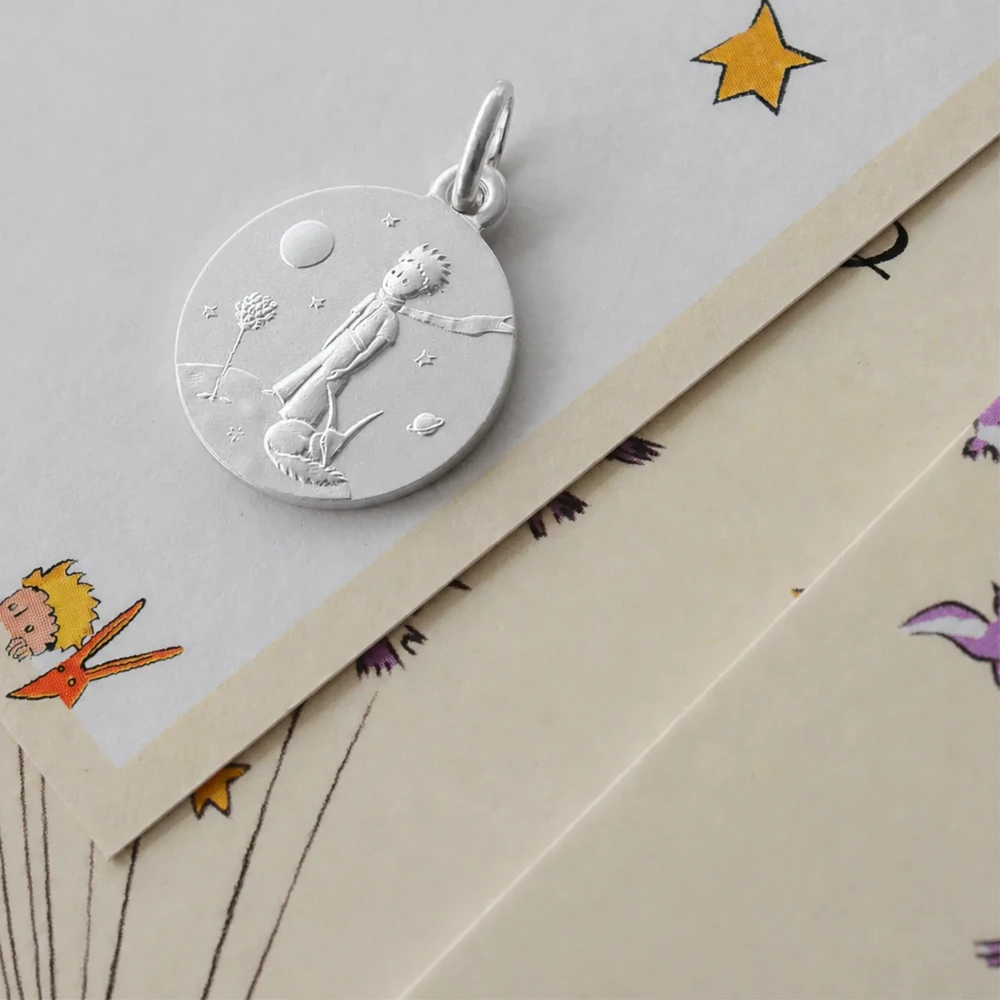 Photo de Médaille Petit Prince au renard - Or blanc 18 carats