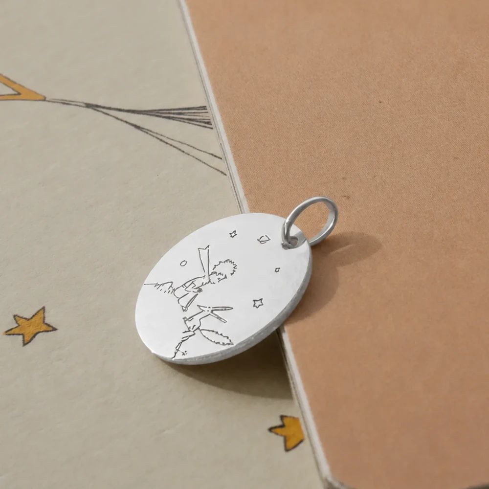 Photo de Médaille Petit Prince au renard - Or blanc 18 carats
