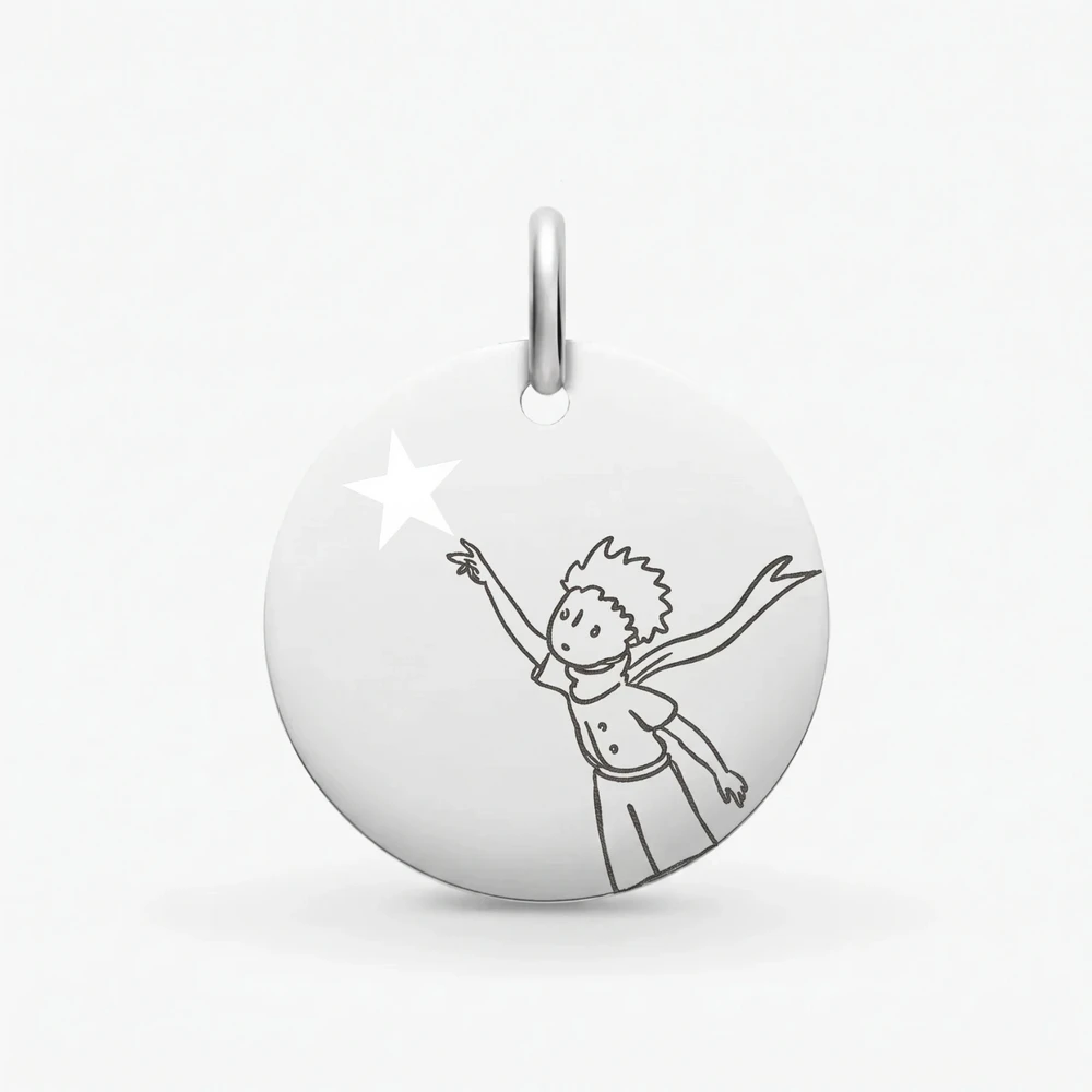 Photo de Médaille Petit Prince étoile ajourée - Argent Massif