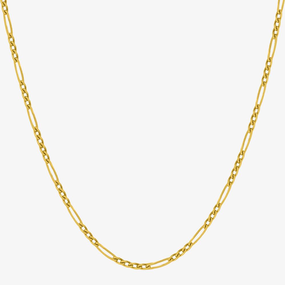 Photo de Chaine gourmette cheval alternée triple - Or jaune 18ct
