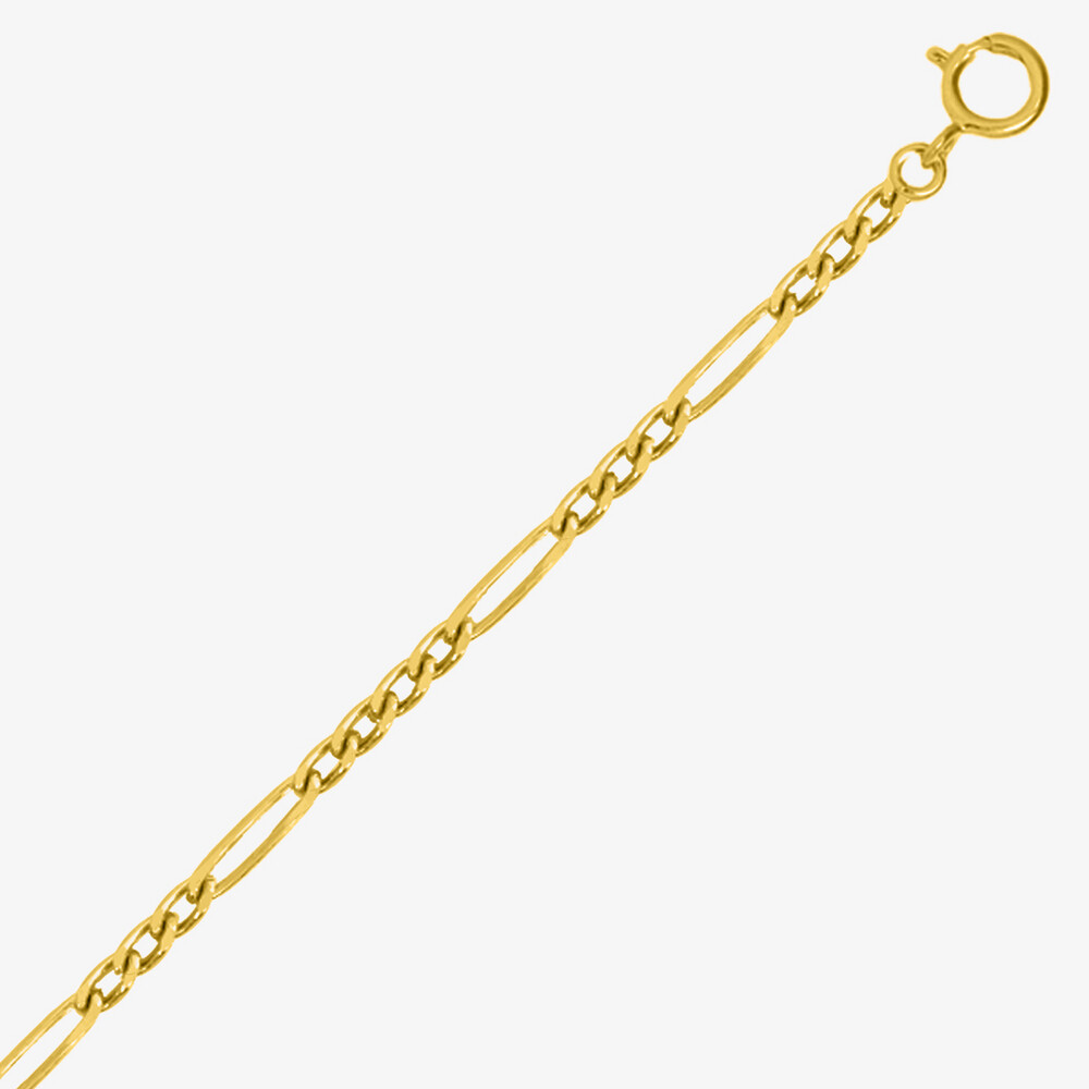 Photo de Chaine gourmette cheval alternée triple - Or jaune 9ct