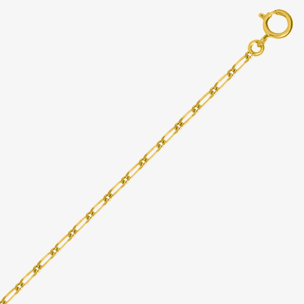Photo de Chaine gourmette cheval alternée - Or jaune 18ct