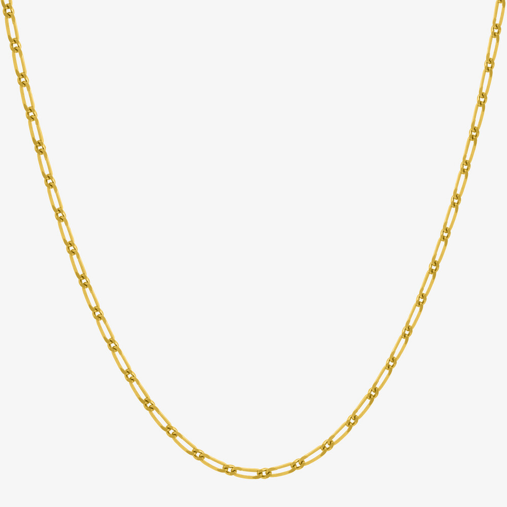 Photo de Chaine gourmette cheval alternée - Or jaune 9ct
