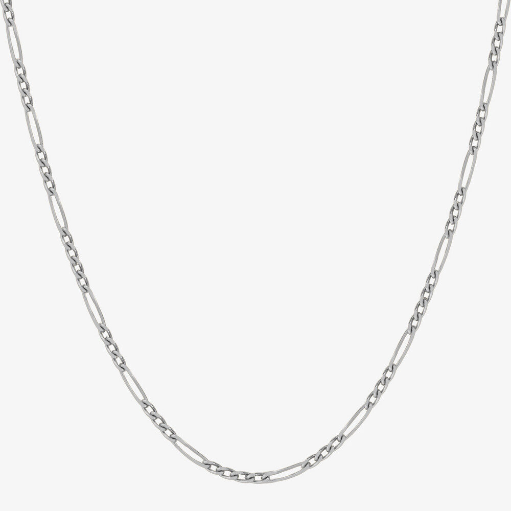 Photo de Chaine gourmette cheval alternée triple - Or blanc 9ct