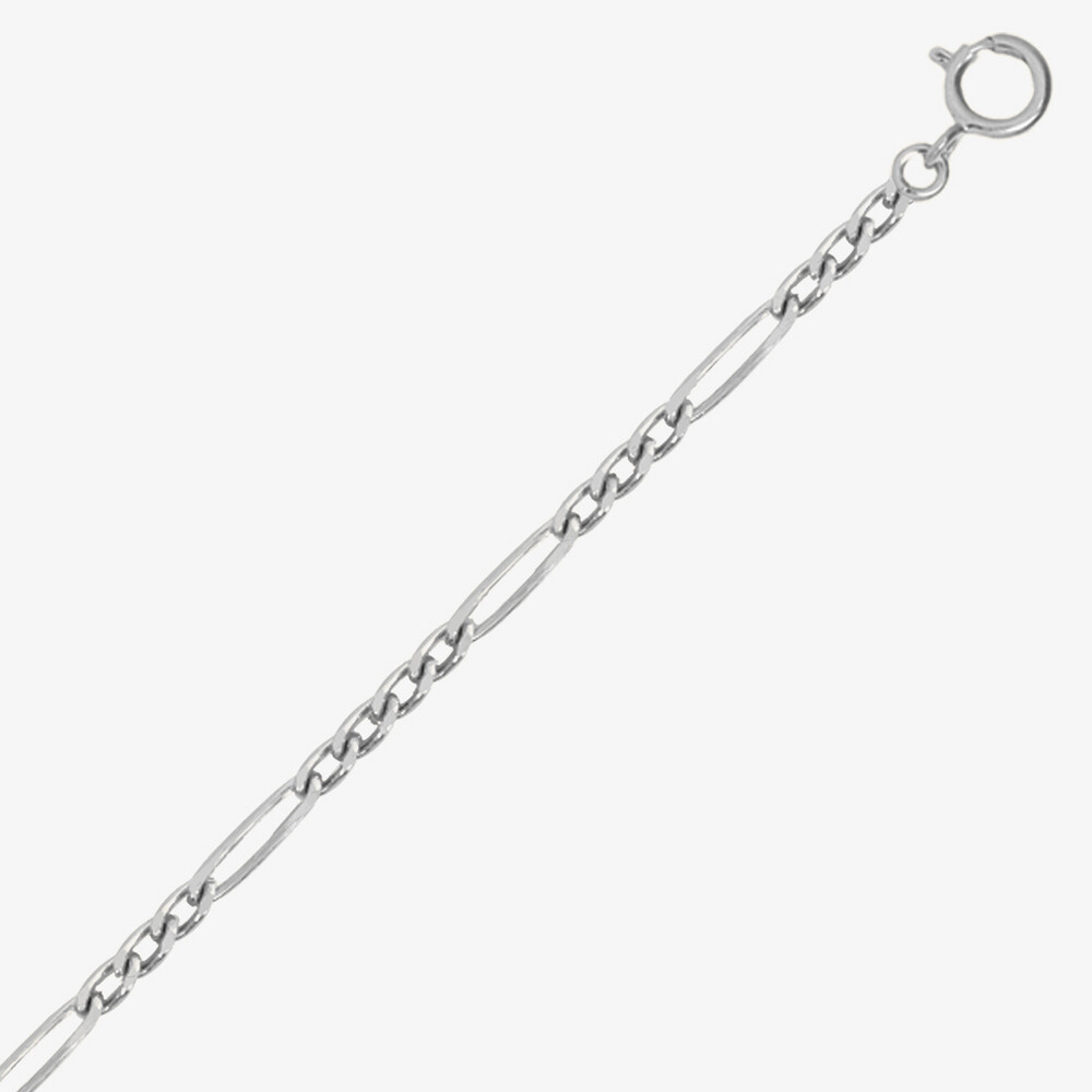 Photo de Chaine gourmette cheval alternée triple - Or blanc 9ct