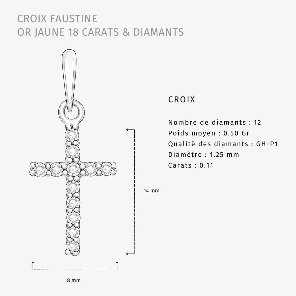 Photo de Croix Faustine diamants - or jaune 18 carats